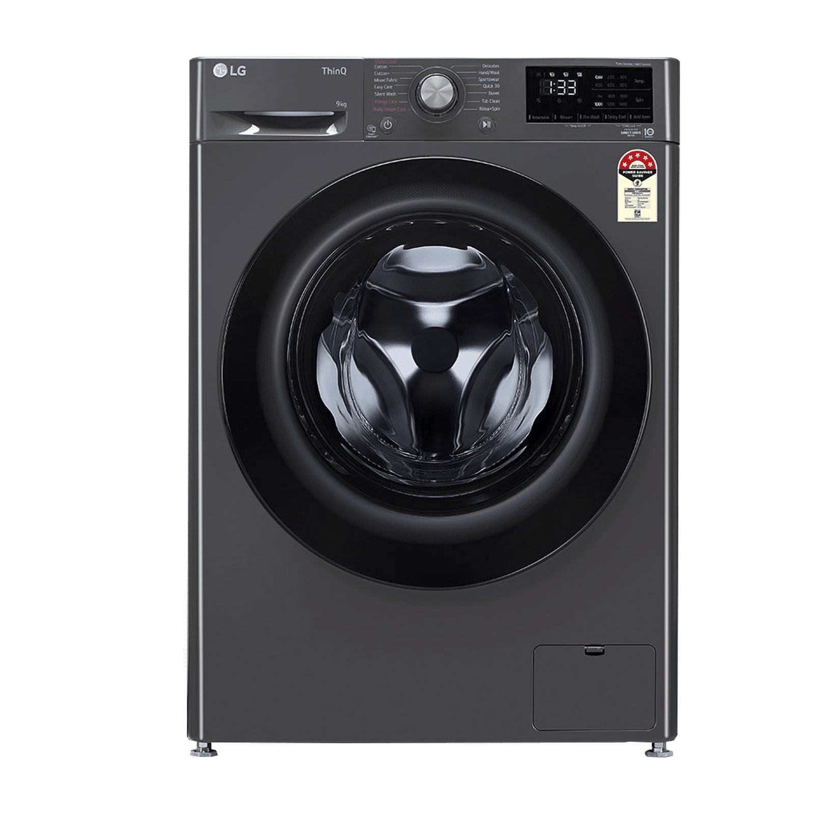 Buy LG 9kg 5 Star Fully Automatic Front Load Washing Machine (FHV1409Z4M.ABMQEIL, LG ThinQ with Wi-Fi, Middle Black) Online - Croma