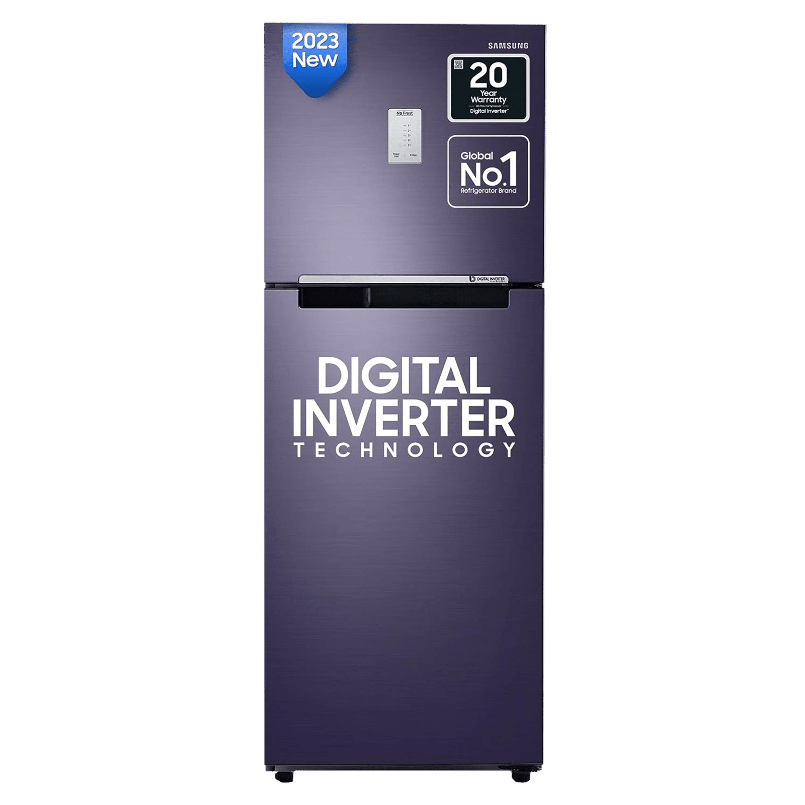 Buy SAMSUNG 236 Litres 2 Star Frost Free Double Door Refrigerator with Toughened Glass Shelves (RT28C3452UT/HL, Pebble Blue) Online - Croma
